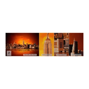 Échantillon de Papier Peint Premium Sand - Panorama de grande ville en jaune et bronze - New York, Architecture, Ville - 100x30 cm