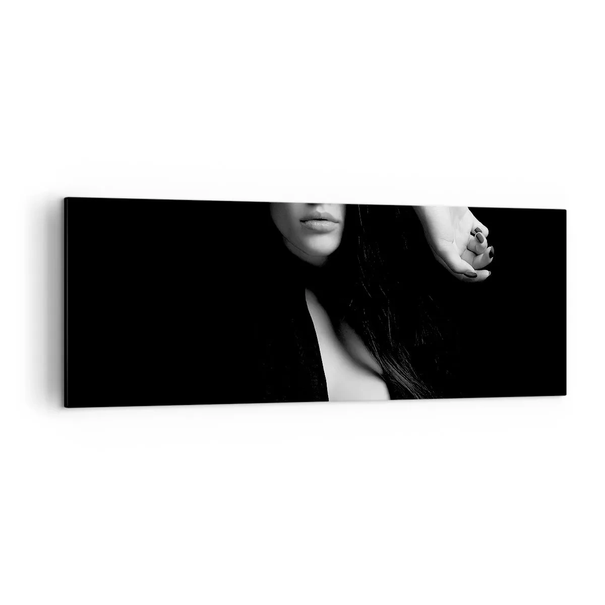 Impression sur toile - Image sur toile - Portrait élégant d'une femme en noir et blanc - 140x50cm - École de séduction - Décoration murale moderne pour le salon et la chambre ARTTOR