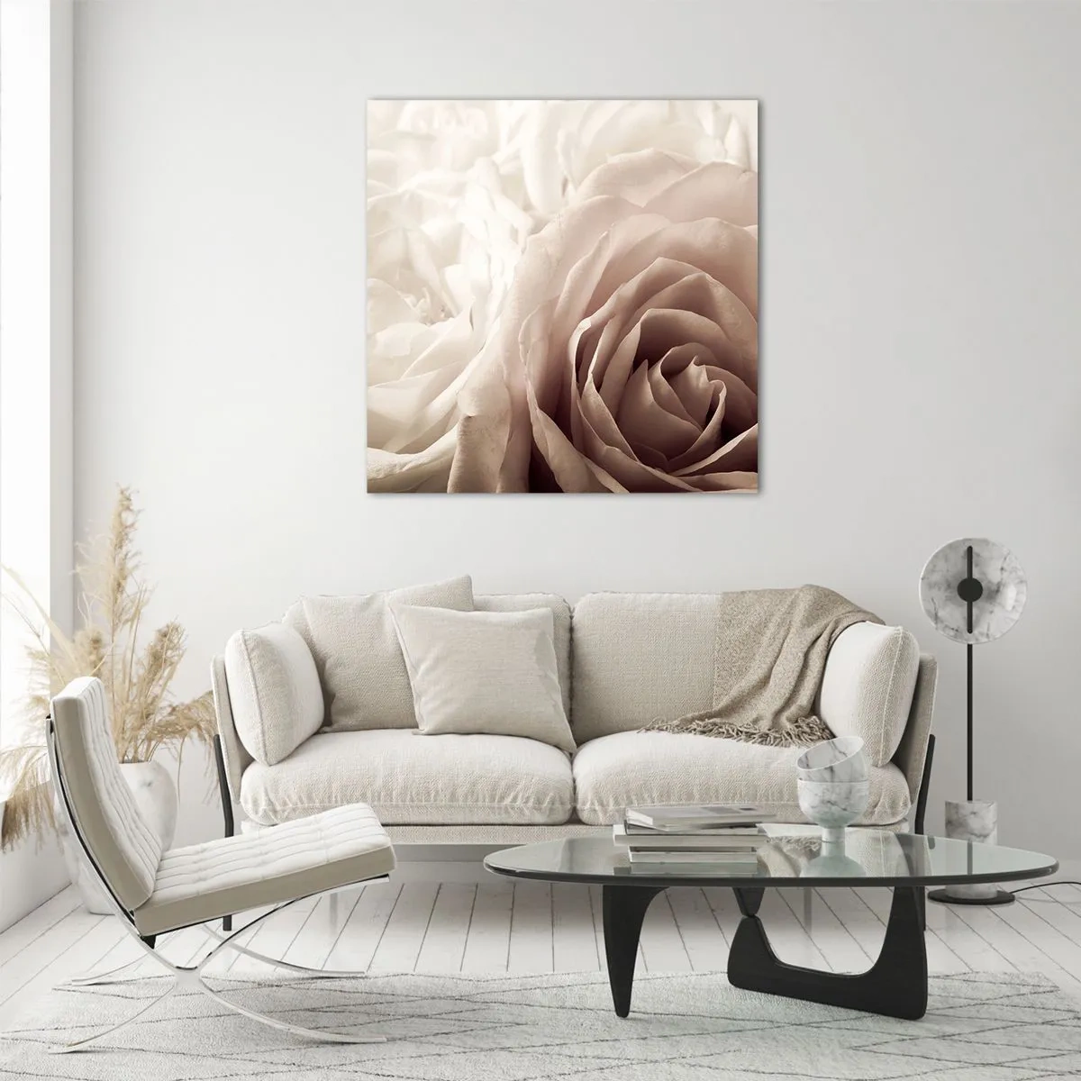 Impression sur verre - Image sur verre - Au coeur d'ue la rose - 70x70 cm