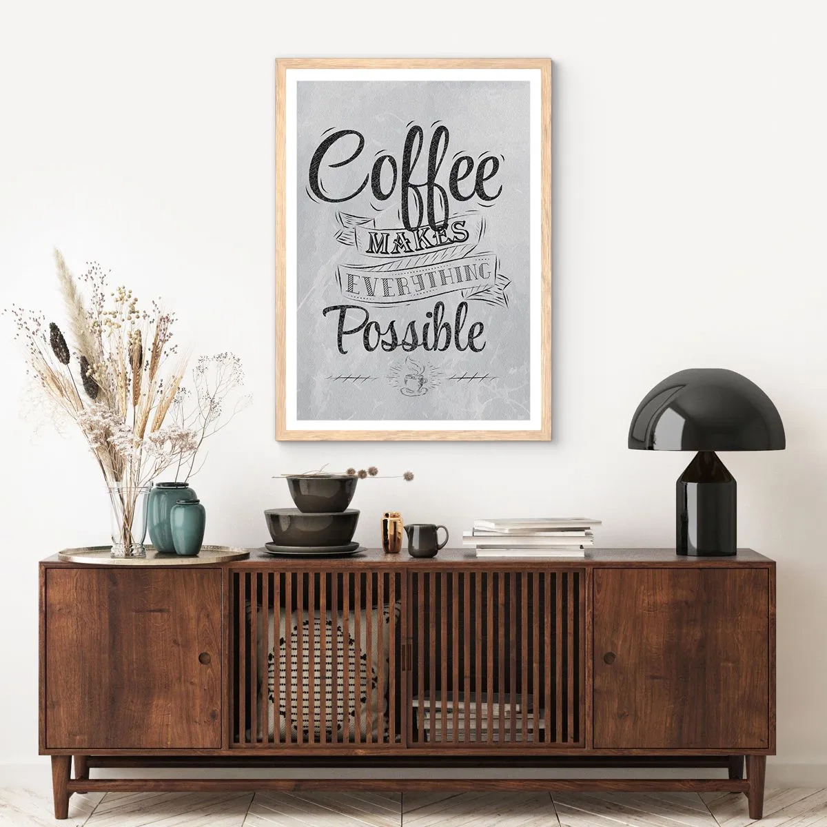 Affiche dans un chêne clair - Poster - Comment ne pas aimer le café maintenant - 30x40 cm