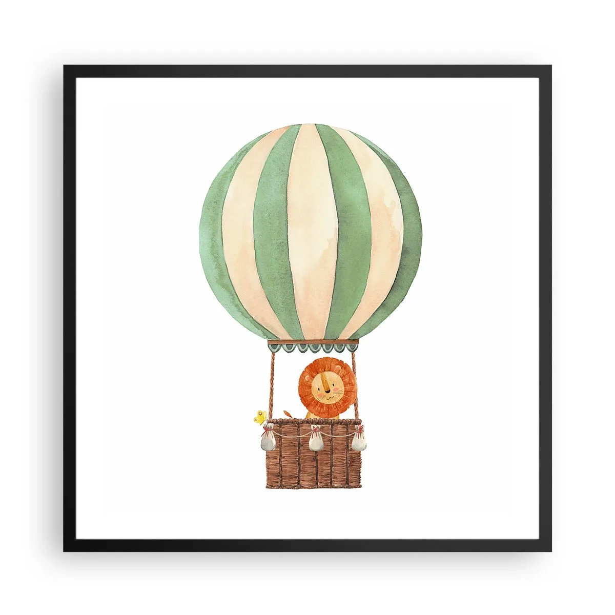 Affiche dans un cadre noir - Poster - Les voyages de Léon - 60x60 cm