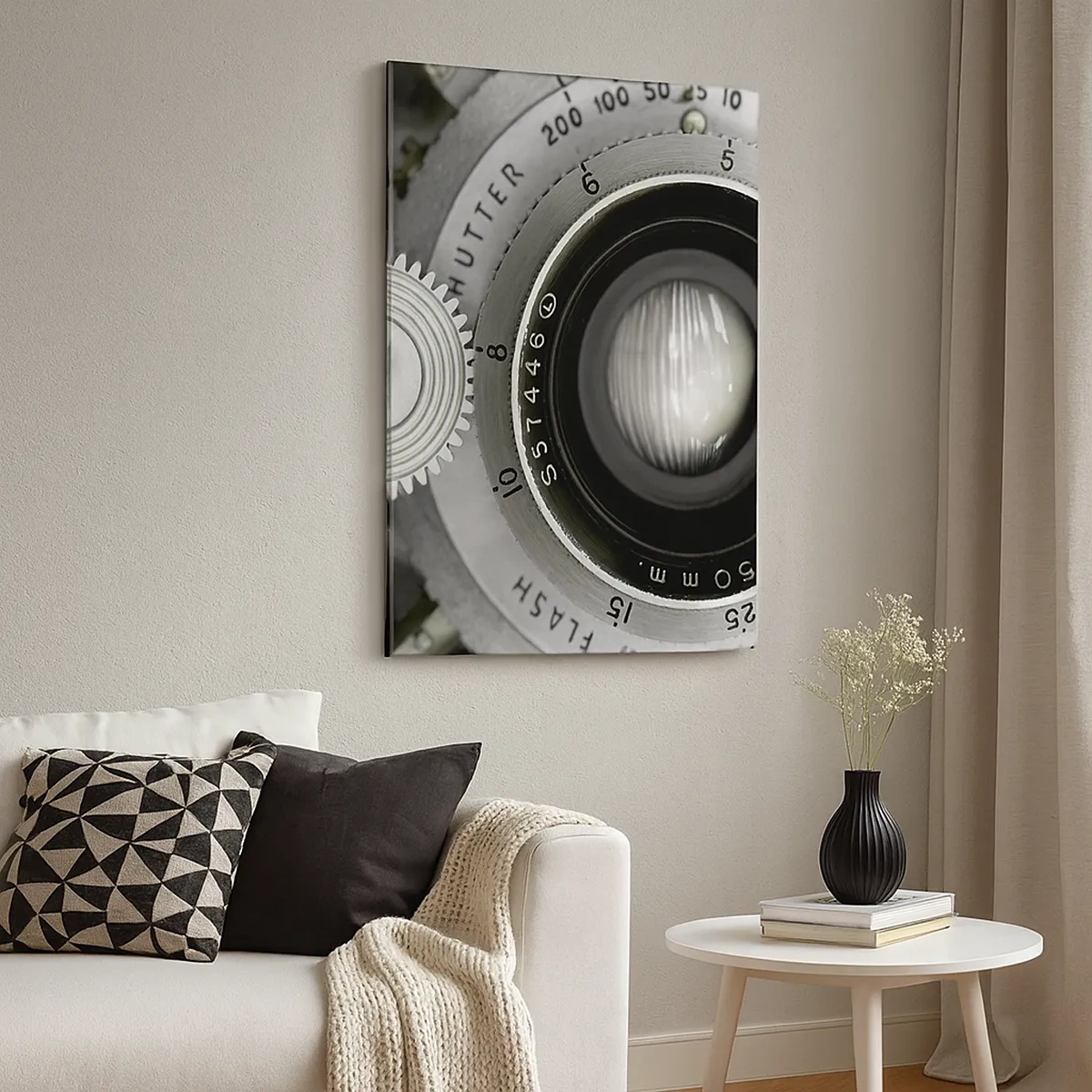 Impression sur toile - Image sur toile - L'objectif d'un vieil appareil photo - 50x70cm - Histoire d'Hollywood - Décoration murale moderne pour le salon et la chambre ARTTOR