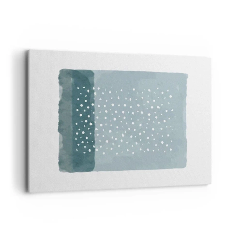 Impression sur toile - Image sur toile - Une peinture minimaliste dans des tons de bleu avec des pois - 120x80cm - Évolution de bleus - Décoration murale moderne pour le salon et la chambre ARTTOR