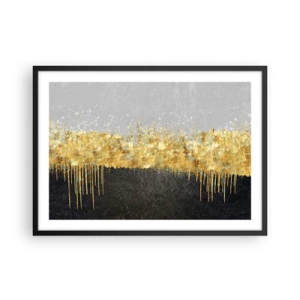 Affiche dans un cadre noir - Poster - Composition abstraite dans les tons d'or et de noir - 70x50cm - Vers l'intérieur et vers le haut - Décoration murale moderne pour le salon et la chambre ARTTOR