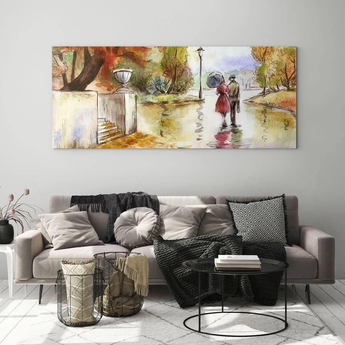 Impression sur verre - Image sur verre - Automne romantique dans le parc - 100x40 cm