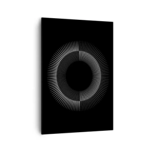 Impression sur toile - Image sur toile - Cercle graphique avec des rayons en noir et blanc - 70x100cm - Soleil noir - Décoration murale moderne pour le salon et la chambre ARTTOR