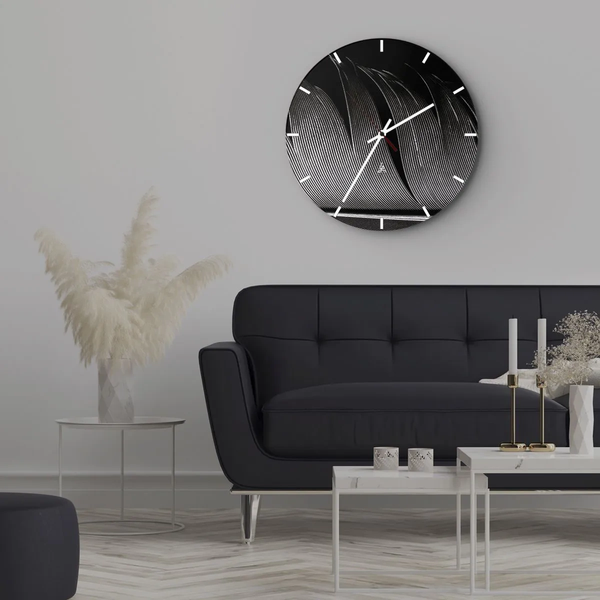 Horloge murale - Pendule murale - La plume – un design magnifique - 40x40 cm