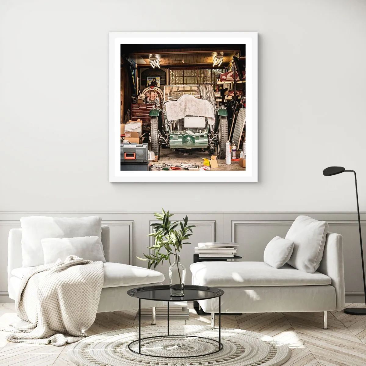 Affiche dans un cadre blanc - Poster - Retour vers le passé - 30x30 cm