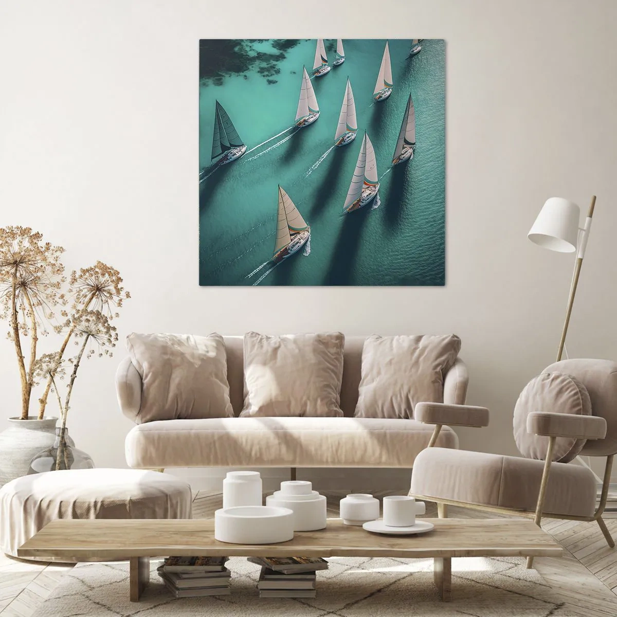 Impression sur toile - Image sur toile - Dans une compétition avec le vent - 70x70 cm