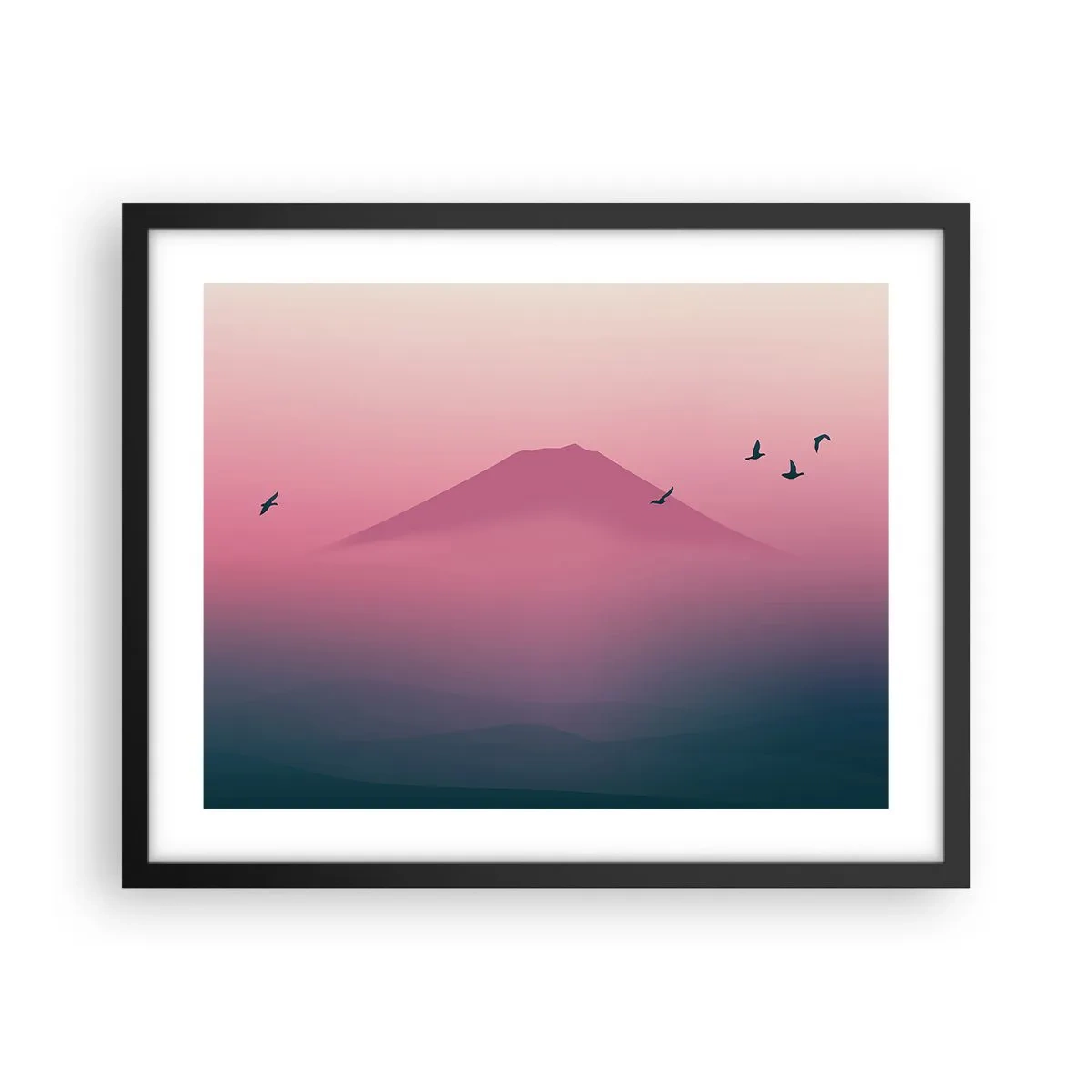 Affiche dans un cadre noir - Poster - Des pèlerins au dessus des nuages - 50x40 cm