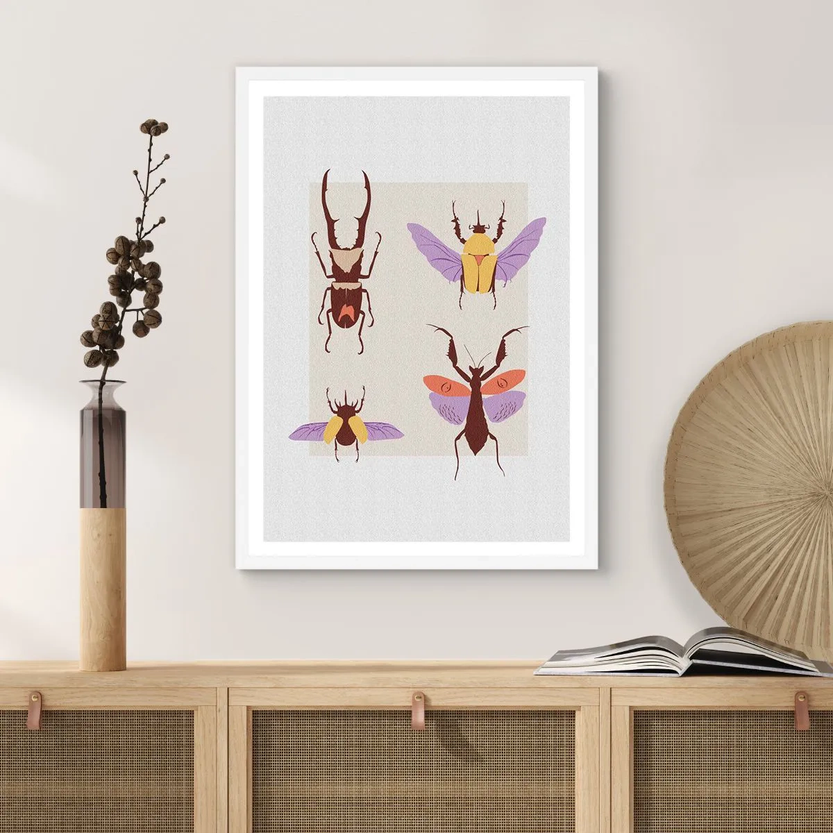 Affiche dans un cadre blanc - Poster - Le monde des insectes - 40x50 cm
