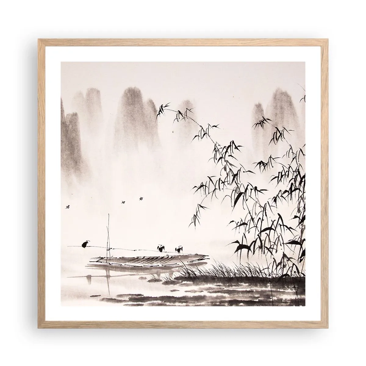 Affiche dans un chêne clair - Poster - Le silence des rizières - 60x60 cm