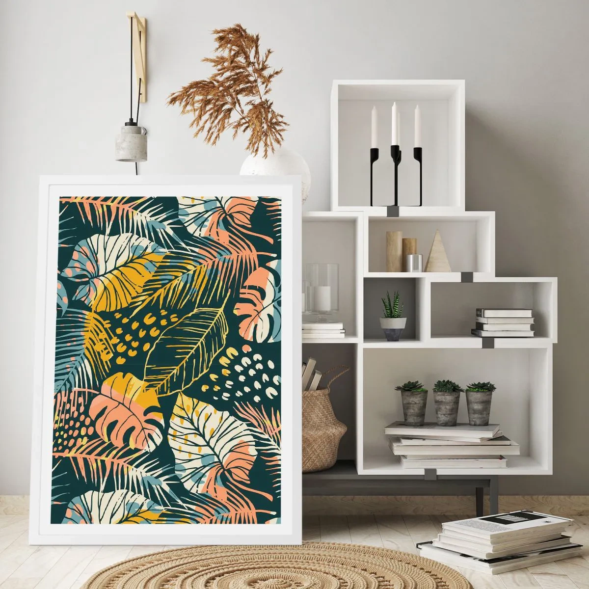 Affiche dans un cadre blanc - Poster - Fantaisie feuillue - 30x40 cm