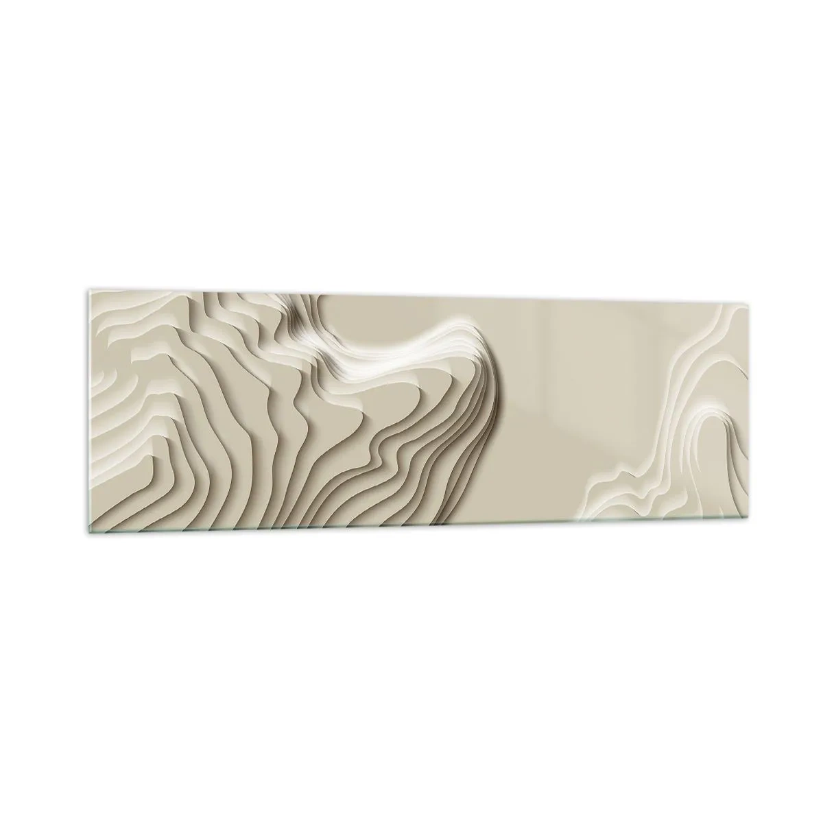 Impression sur verre - Image sur verre - Un motif abstrait dans des tons beiges avec un effet linéaire. - 160x50cm - Topographie artistique - Décoration murale moderne pour le salon et la chambre ARTTOR