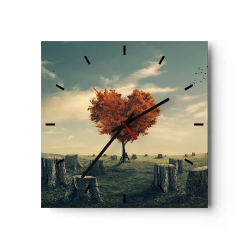 Horloge murale - Pendule murale - Un arbre en forme de cœur dans un champ de souches, symbole d'espoir - 30x30cm - Il y a toujours de l'espoir - Décoration murale moderne pour le salon et la chambre ARTTOR