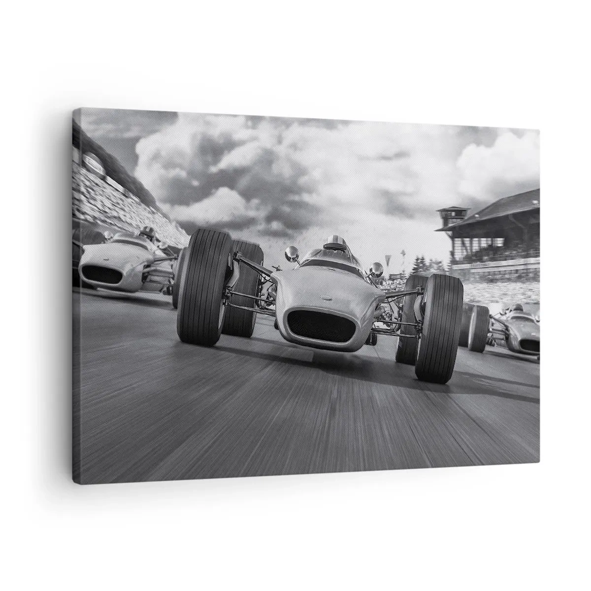 Impression sur toile - Image sur toile - Course de voitures classiques en mouvement - 70x50cm - Puissance! - Décoration murale moderne pour le salon et la chambre ARTTOR
