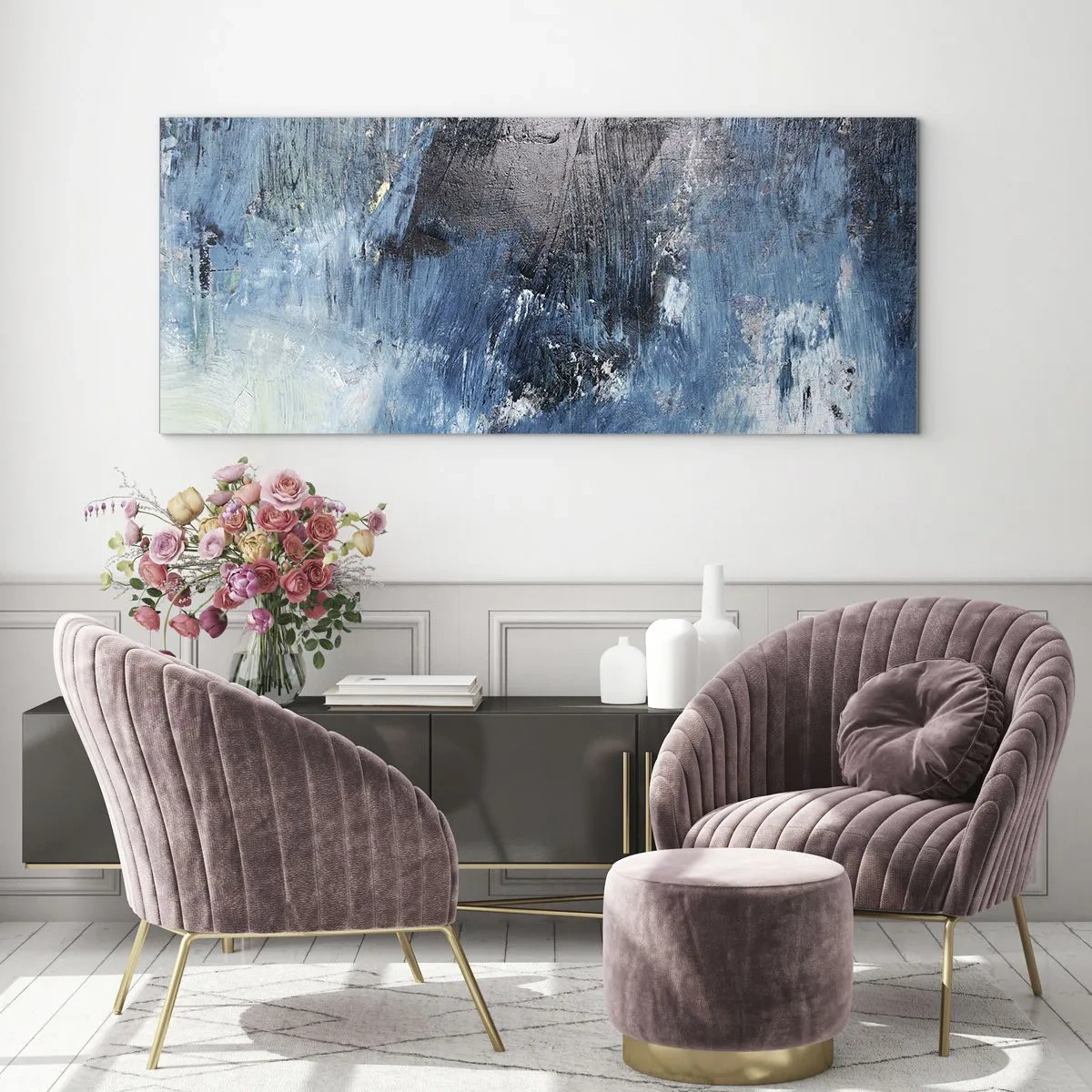 Impression sur verre - Image sur verre - Rhapsodie en bleu - 100x40 cm