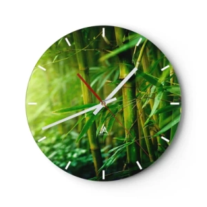Horloge murale - Pendule murale - Une forêt de bambous aux nuances de vert intenses - 30x30cm - Apprenez à connaître le vert lui-même - Décoration murale moderne pour le salon, la cuisine et la chambre ARTTOR