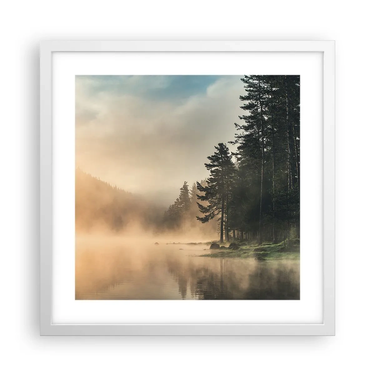 Affiche dans un cadre blanc - Poster - Naissance du jour - 40x40 cm