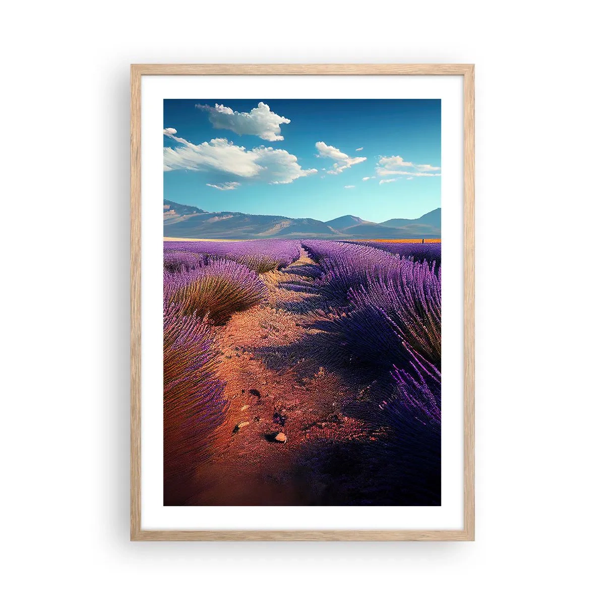 Affiche dans un chêne clair - Poster - Champs parfumés - 50x70 cm