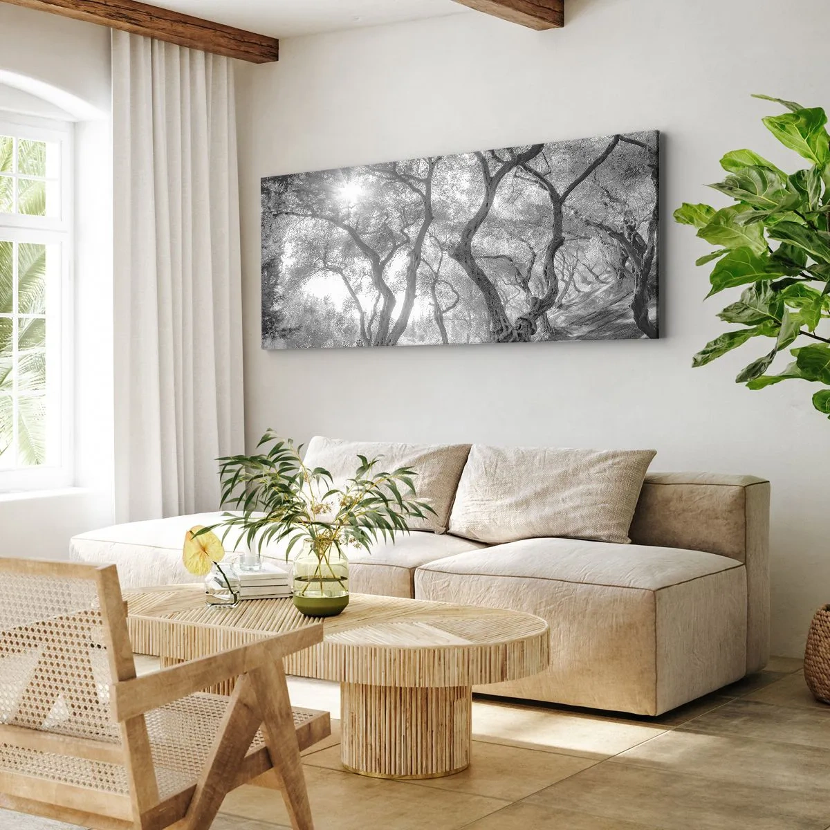 Impression sur toile - Image sur toile - Dans l'oliveraie - 100x40 cm