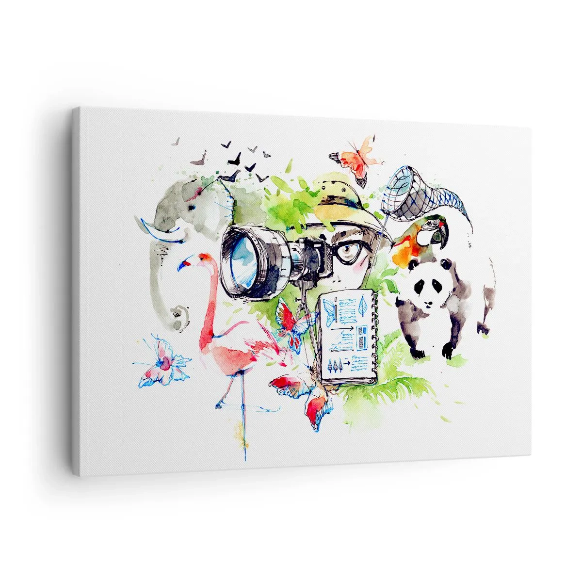 Impression sur toile - Image sur toile - Des graphismes colorés sur le thème de la nature et du safari - 70x50cm - Dans l'objectif d'un voyageu - Décoration murale moderne pour le salon et la chambre ARTTOR