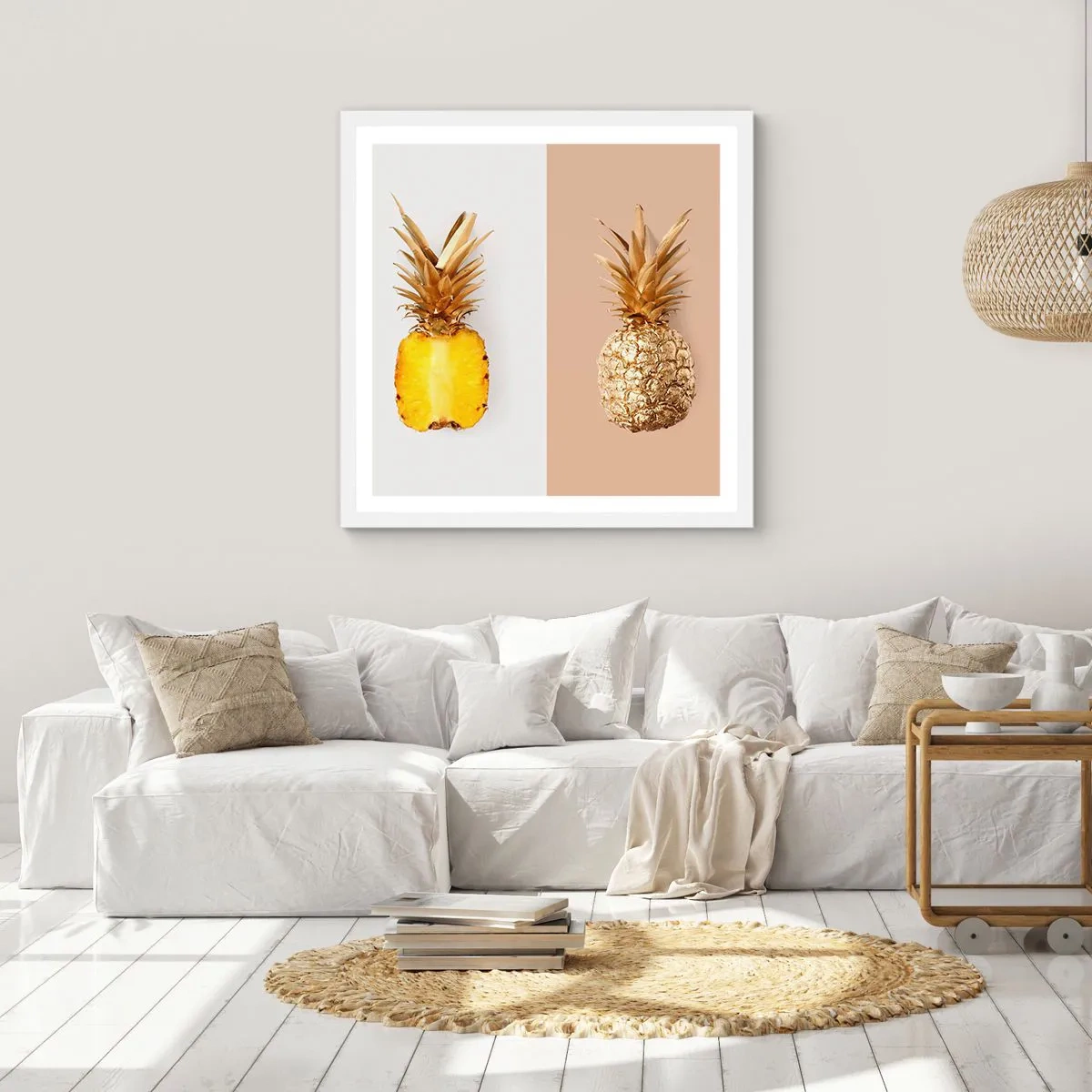Affiche dans un cadre blanc - Poster - Ananas pour nous - 40x40 cm