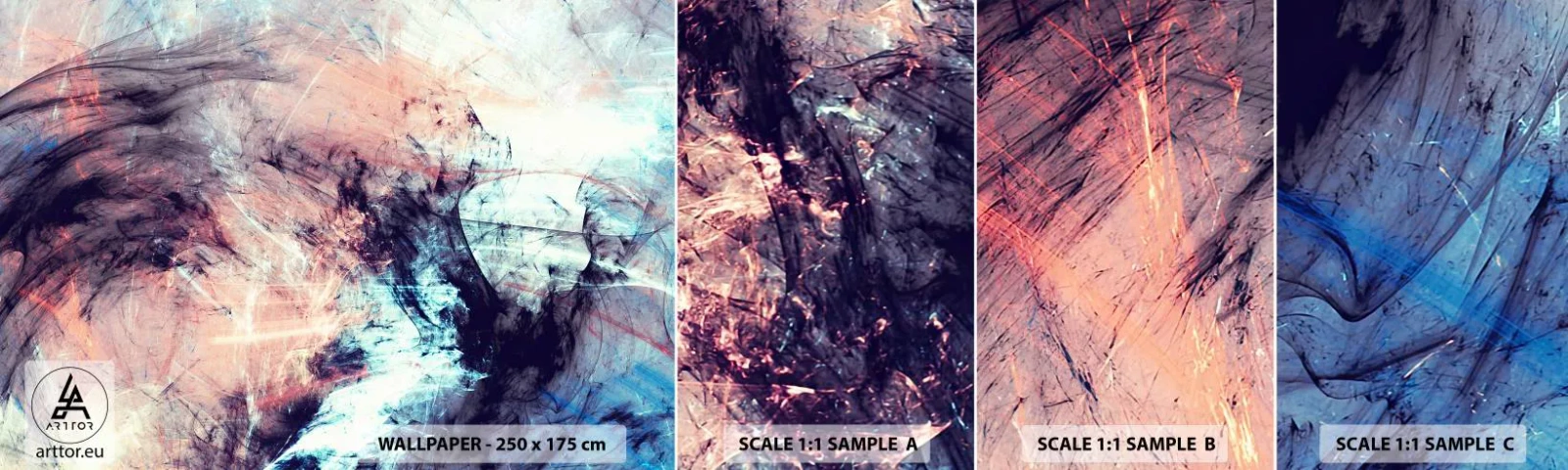 Échantillon De Papier Peint Standard Eco - Sentir le vent - Abstraction, Morceau, Modèle moderne - 100x30 cm