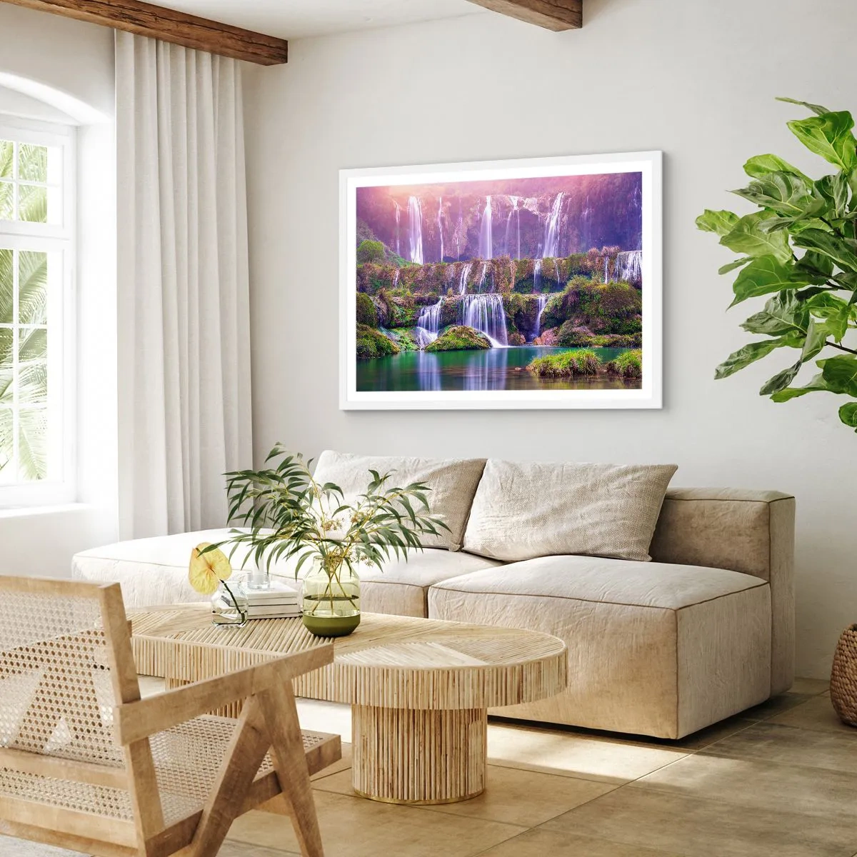 Affiche dans un cadre blanc - Poster - Escalier vers le ciel - 40x30 cm