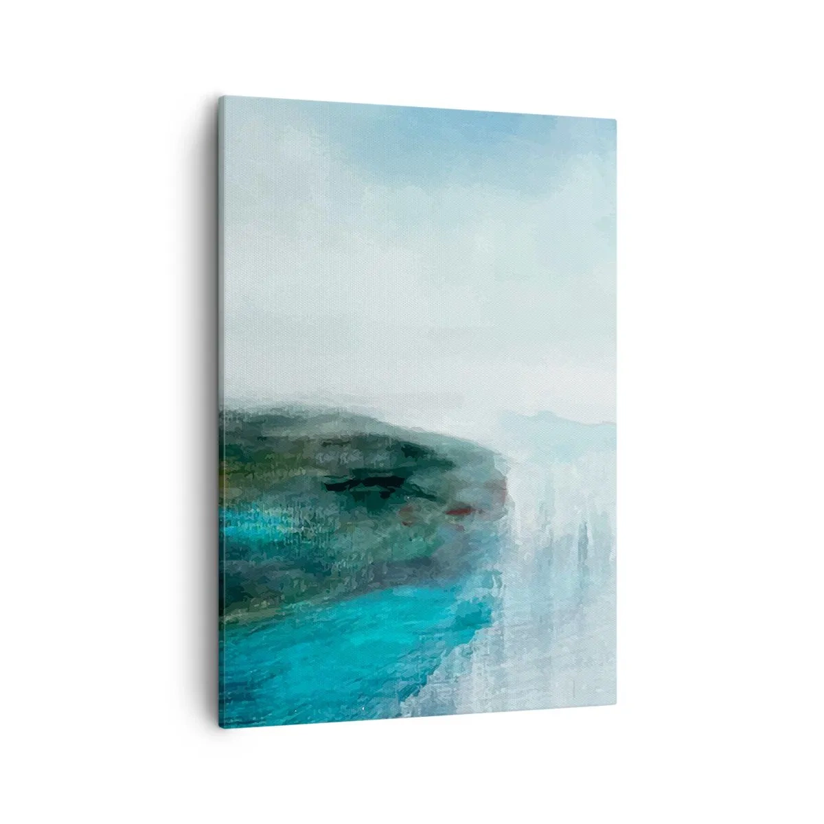 Impression sur toile - Image sur toile - Paysage abstrait dans les tons turquoise et gris - 50x70cm - Abstraction nautique - Décoration murale moderne pour le salon et la chambre ARTTOR