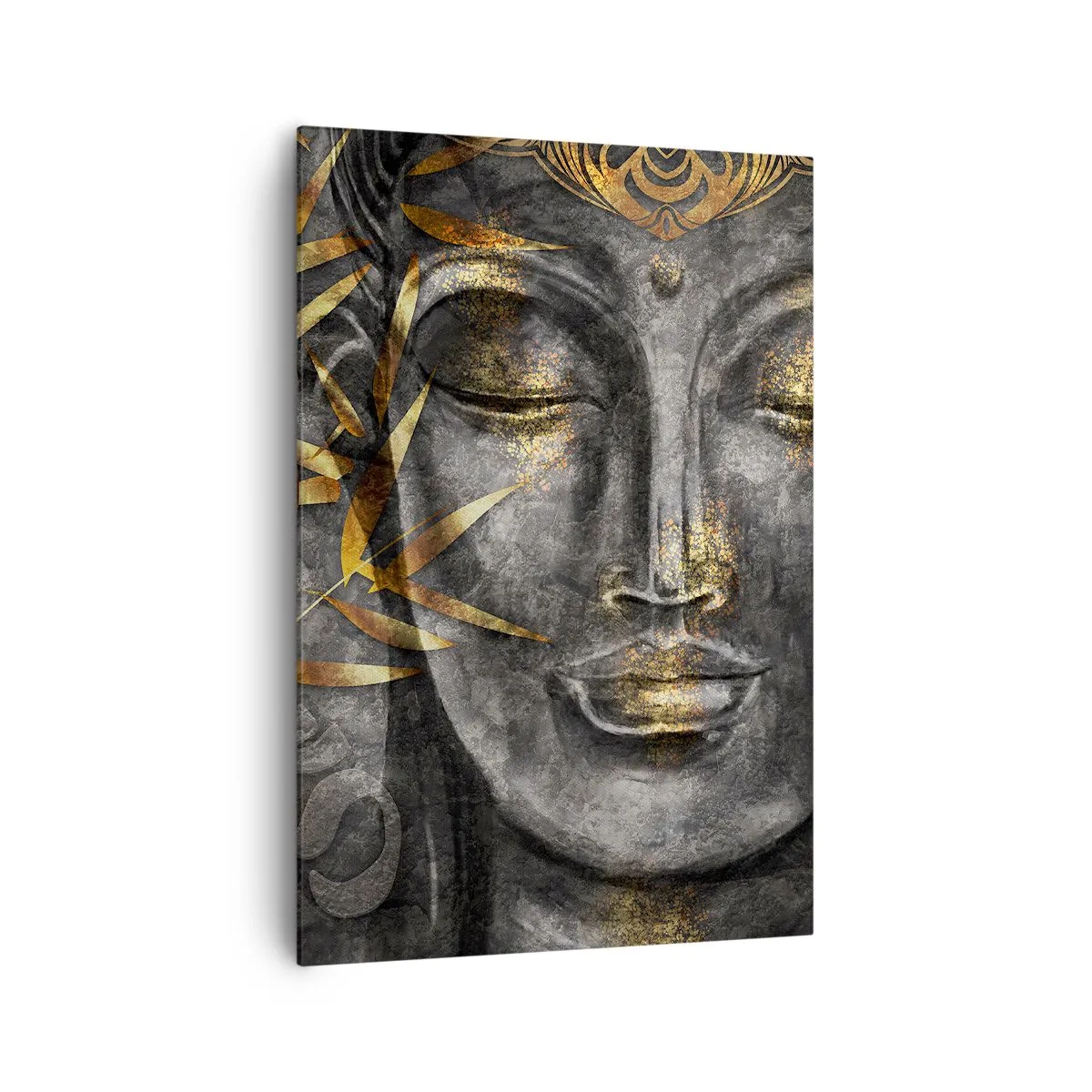 Impression sur toile - Image sur toile - Image de Bouddha zen avec des bambous dorés - 70x100cm - Ressentir le calme - Décoration murale moderne pour le salon et la chambre ARTTOR