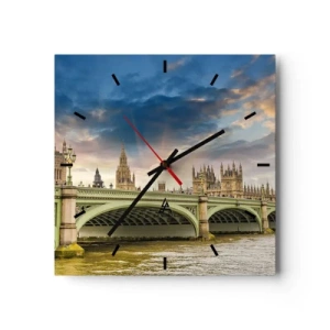 Horloge murale - Pendule murale - Big Ben et le pont de Westminster contre le ciel au crépuscule - 30x30cm - Le temps s'est arrêté dans l'Empire - Décoration murale moderne pour le salon et la chambre ARTTOR