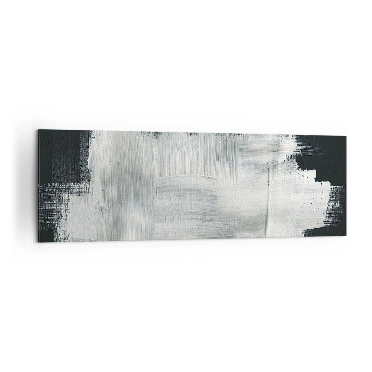 Impression sur toile - Image sur toile - Traits abstraits blancs sur fond sombre - 160x50cm - Tissé à la verticale et à l'horizontale - Décoration murale moderne pour le salon et la chambre ARTTOR