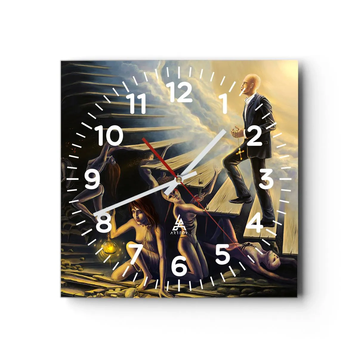 Horloge murale - Pendule murale - Voyage dantesque vers la lumière - 30x30 cm