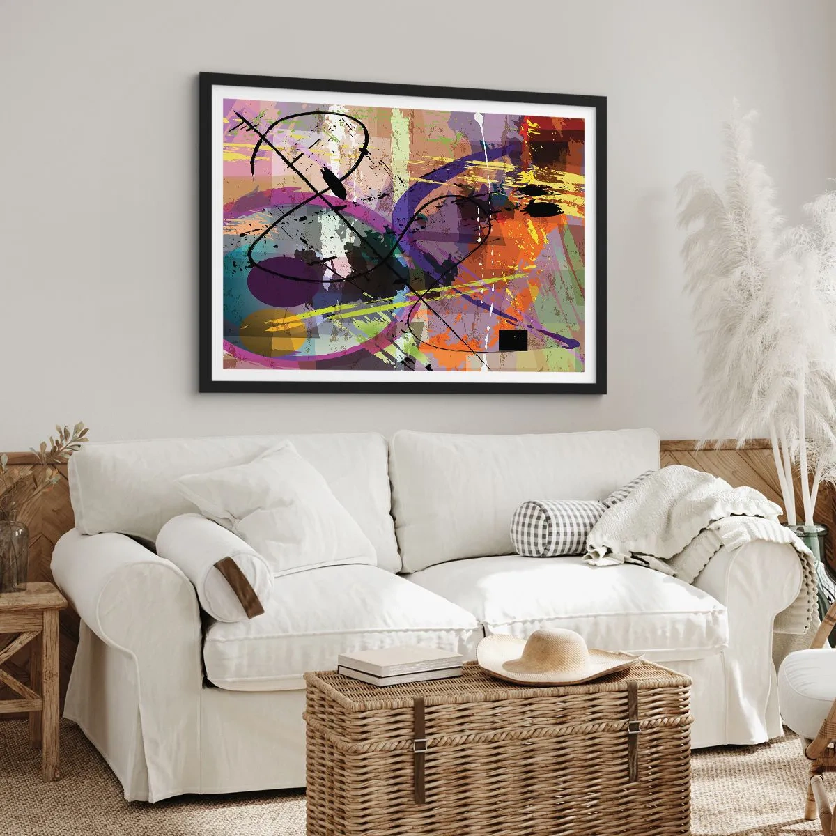 Affiche dans un cadre noir - Poster - Vous pouvez aller tout droit ou autour - 50x40 cm