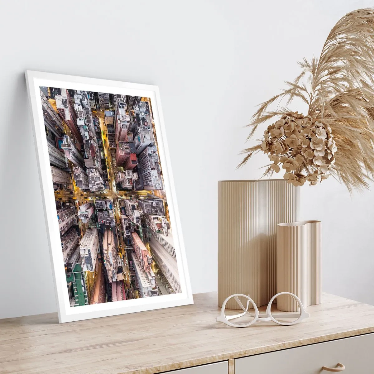 Affiche dans un cadre blanc - Poster - Salutations de Hong-Kong - 50x70 cm