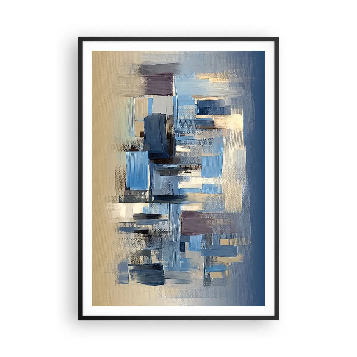 Affiche dans un cadre noir - Poster - Construction bleue - 70x100 cm