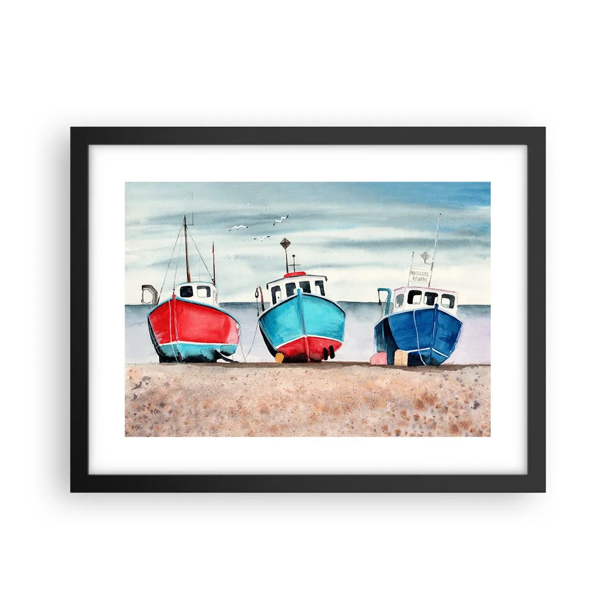Affiche dans un cadre noir - Poster - Prêt pour la pêche - 40x30 cm