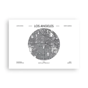 Affiche - Poster - Une carte de Los Angeles dans un style minimaliste en noir et blanc - 100x70cm - Anatomie de Los Angeles - Décoration murale moderne pour le salon et la chambre ARTTOR