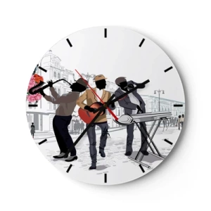 Horloge murale - Pendule murale - Musique de rue - 40x40 cm