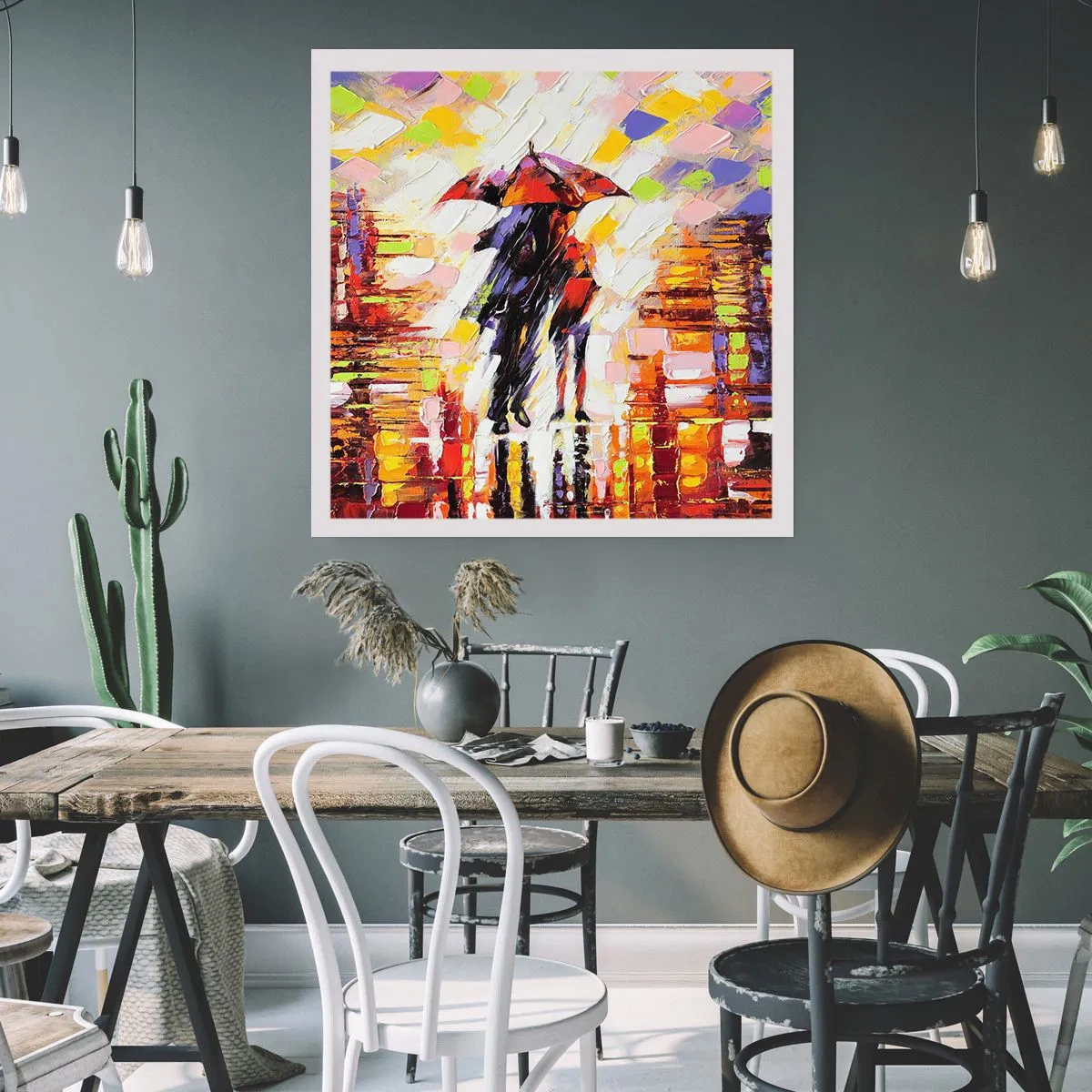 Affiche - Poster - Ensemble à travers la nuit et la pluie - 60x60 cm