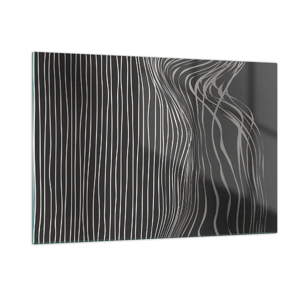 Impression sur verre - Image sur verre - Lignes délicates dans un arrangement abstrait sur un fond sombre - 120x80cm - Rythme et accent - Décoration murale moderne pour le salon et la chambre ARTTOR