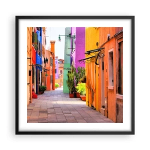 Affiche dans un cadre noir - Poster - Allée arc-en-ciel - 50x50 cm