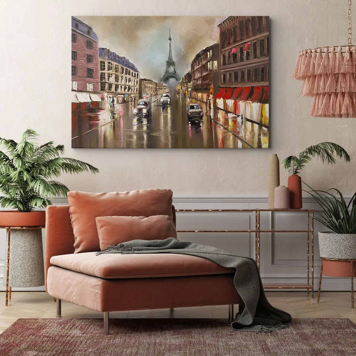 Impression sur toile - Image sur toile - Paysage urbain nocturne de Paris avec vue sur la Tour Eiffel - 70x50cm - Elle seule compte - Décoration murale moderne pour le salon et la chambre ARTTOR