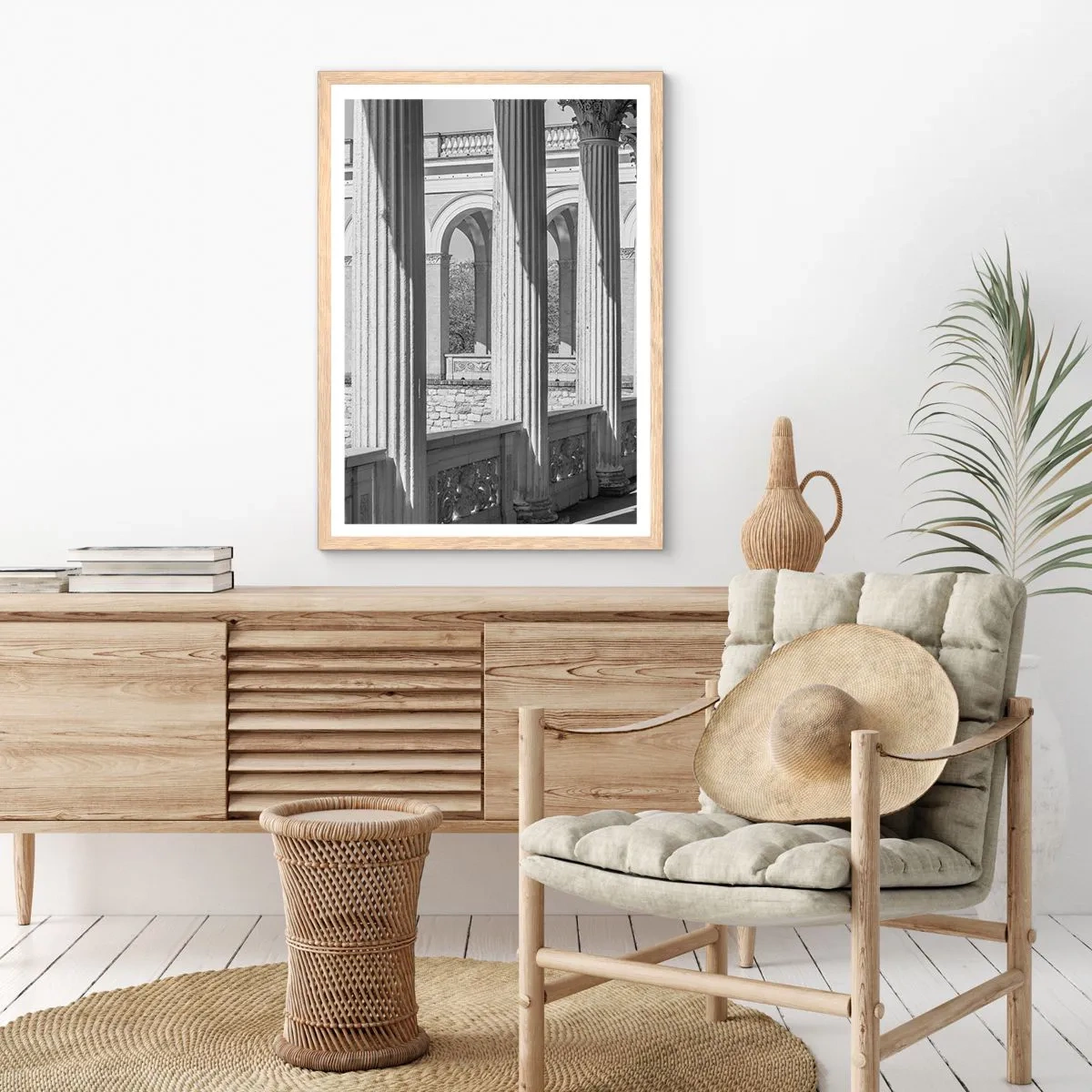 Affiche dans un chêne clair - Poster - Arcade ensoleillée - 70x100 cm