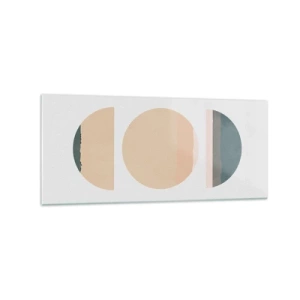 Impression sur verre - Image sur verre - Formes géométriques abstraites aux couleurs pastel - 120x50cm - Cercles après cercles - Décoration murale moderne pour le salon et la chambre ARTTOR