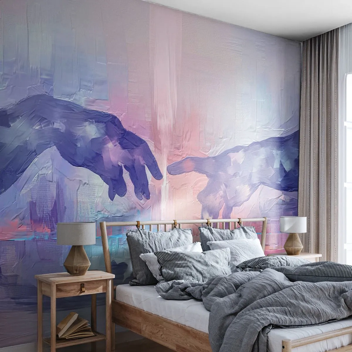 Papier Peint Photo Standard Eco - Divine étincelle de vie - Mains, Michel-Ange, Morceau - 350x256 cm