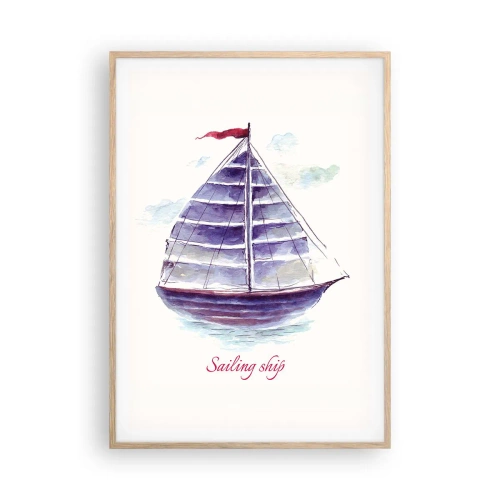 Affiche dans un chêne clair - Poster - Plein de voiles et d’eau calme - 70x100 cm