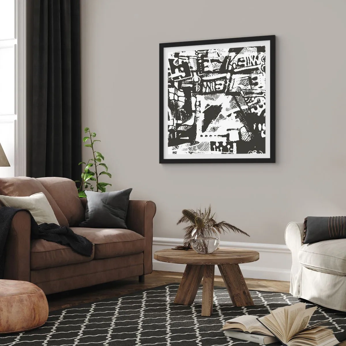 Affiche dans un cadre noir - Poster - Ordre ou chaos? - 30x30 cm