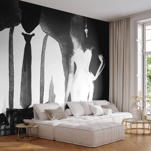 Papier Peint Photo Premium Canvas - Ambiance noire - Abstraction, Femme et Homme, Mode - 400x280 cm